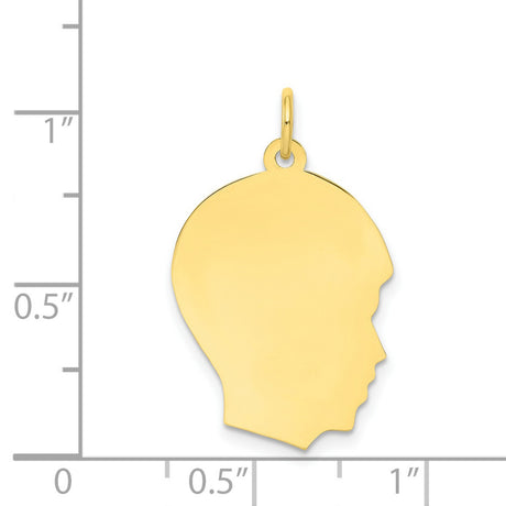 10k Yellow Gold Boy Silhouette Pendant, Polished Head Profile Charm, Motherhood Keepsake Jewelry