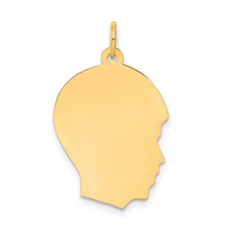 10k Yellow Gold Boy Silhouette Pendant, Polished Head Profile Charm, Motherhood Keepsake Jewelry