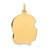 10k Yellow Gold Girl Face Silhouette Pendant, Engraving Ready Memorial Keepsake Charm
