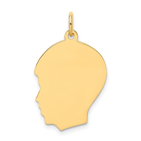 10k Yellow Gold Boy Silhouette Pendant, Polished Engravable Charm, Motherhood Keepsake Jewelry