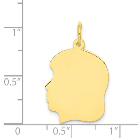 10k Yellow Gold Silhouette Pendant, Polished Female Profile Charm, Minimalist Keepsake Jewelry