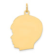 10k Yellow Gold Silhouette Pendant, Polished Profile Charm, Custom Engraving Keepsake for Women