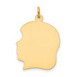 Plain Large .013 Gauge Facing Left Engravable Girl Head Charm Pendant in Real 10k Yellow Gold