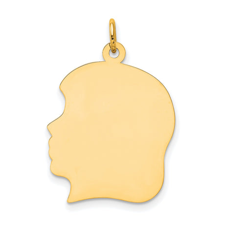 10k Yellow Gold Silhouette Pendant, Unisex Head Profile Charm, Memorial Keepsake Jewelry