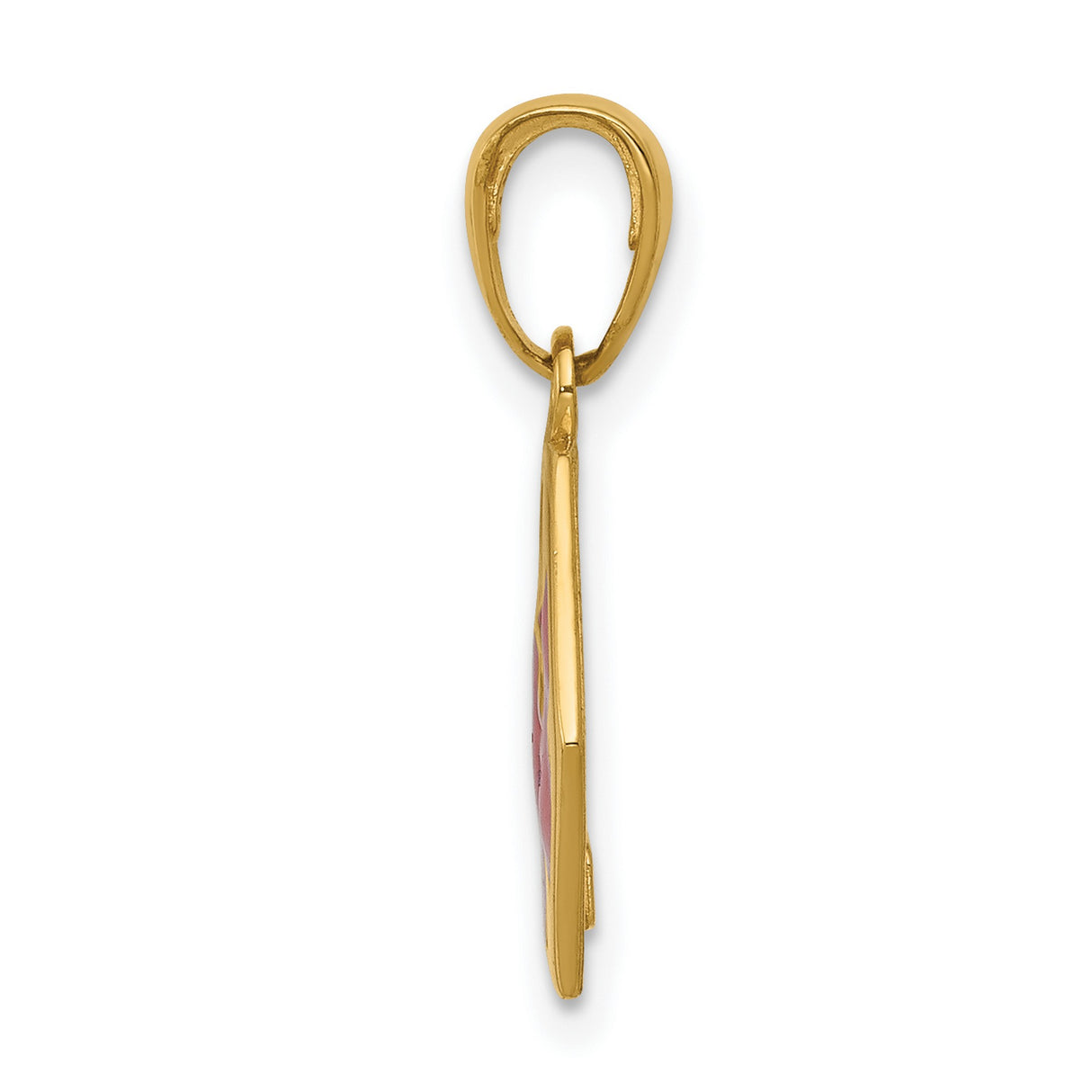 10k Yellow Gold Medical ID Pendant with Red Star of Life and Caduceus Symbol, Hexagon Shape