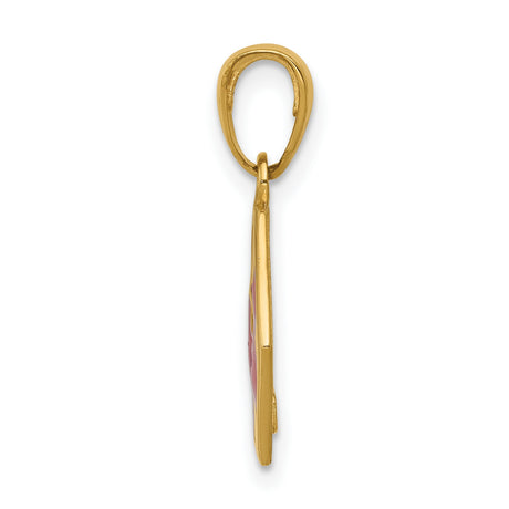 10k Yellow Gold Medical ID Pendant with Red Star of Life and Caduceus Symbol, Hexagon Shape