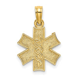 10k Yellow Gold Star of Life Pendant with Rod of Asclepius Symbol