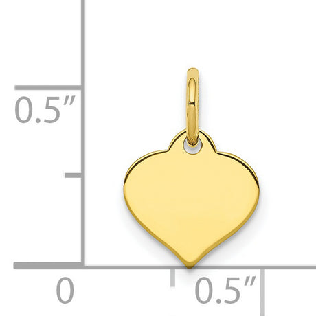 .013 Gauge Heart Disc Charm Pendant in Real 10k Yellow Gold