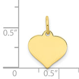 .013 Gauge Heart Disc Charm Pendant in Real 10k Yellow Gold