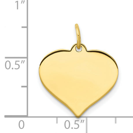 .018 Gauge Heart Disc Charm Pendant in Real 10k Yellow Gold