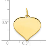10k Yellow Gold Heart Pendant with Polished Finish, Engravable Surface, Romantic Jewelry for Women