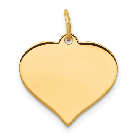 .018 Gauge Heart Disc Charm Pendant in Real 10k Yellow Gold