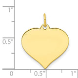 .018 Gauge Heart Disc Charm Pendant in Real 10k Yellow Gold