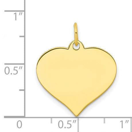 .018 Gauge Heart Disc Charm Pendant in Real 10k Yellow Gold