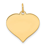 .018 Gauge Heart Disc Charm Pendant in Real 10k Yellow Gold