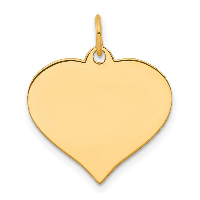 .018 Gauge Heart Disc Charm Pendant in Real 10k Yellow Gold