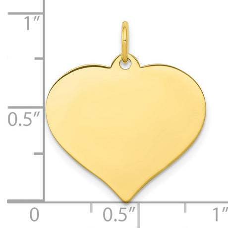 .013 Gauge Heart Disc Charm Pendant in Real 10k Yellow Gold