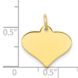 10k Yellow Gold Heart Pendant with Polished Surface, Minimalist Charm for Women
