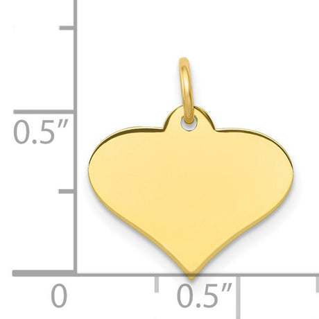 10k Yellow Gold Heart Pendant with Polished Surface, Minimalist Charm for Women