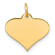10k Yellow Gold Heart Pendant with Polished Surface, Minimalist Charm for Women