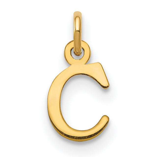 10k Yellow Gold Pendant Charm, Letter C Initial Cutout, Minimalist Monogram Jewelry for Women or Unisex