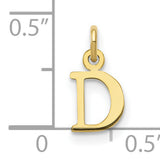 10k Yellow Gold Letter D Pendant, Block Initial Charm, Solid Gold Monogram Jewelry for Women or Unisex