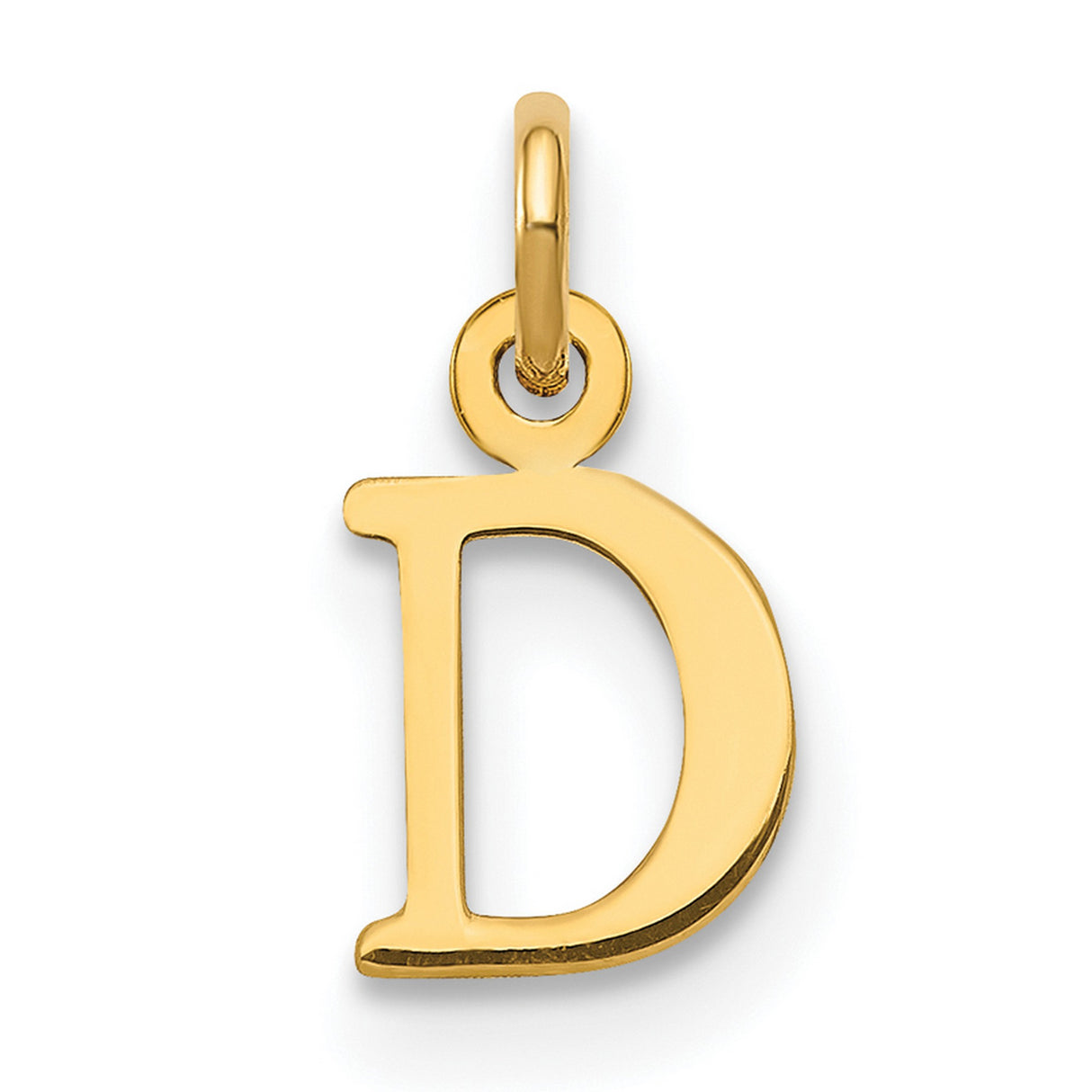 10k Yellow Gold Letter D Pendant, Block Initial Charm, Solid Gold Monogram Jewelry for Women or Unisex
