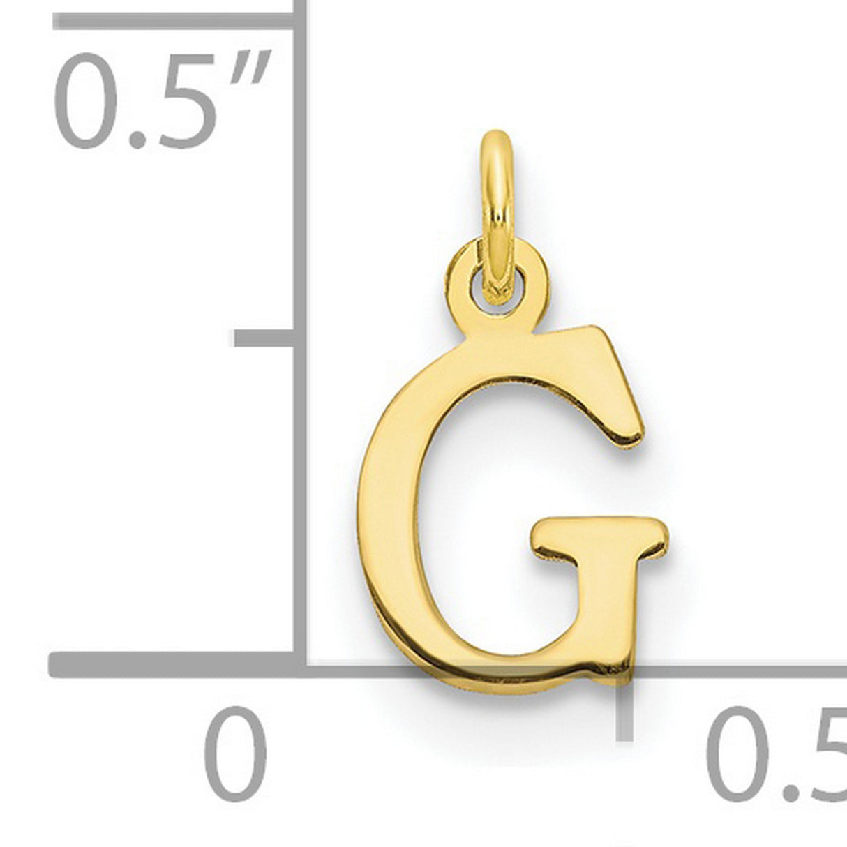 10k Yellow Gold Letter G Pendant, Polished Block Initial Charm for Women or Unisex