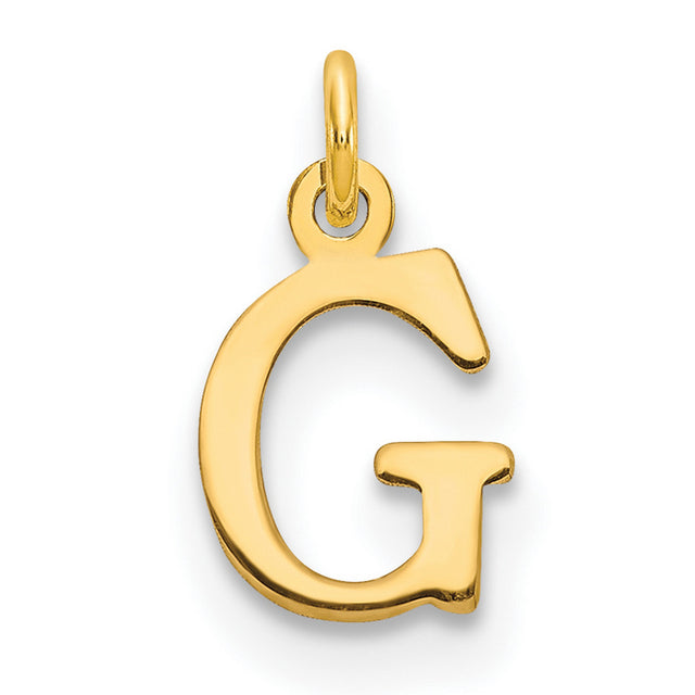 10k Yellow Gold Letter G Pendant, Polished Block Initial Charm for Women or Unisex