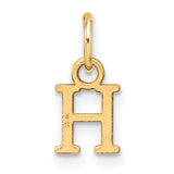 10k Yellow Gold Pendant, Polished Initial H Letter Charm, Unisex Monogram Jewelry