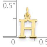 10k Yellow Gold Pendant, Polished Initial H Letter Charm, Unisex Monogram Jewelry