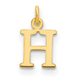 10k Yellow Gold Pendant, Polished Initial H Letter Charm, Unisex Monogram Jewelry