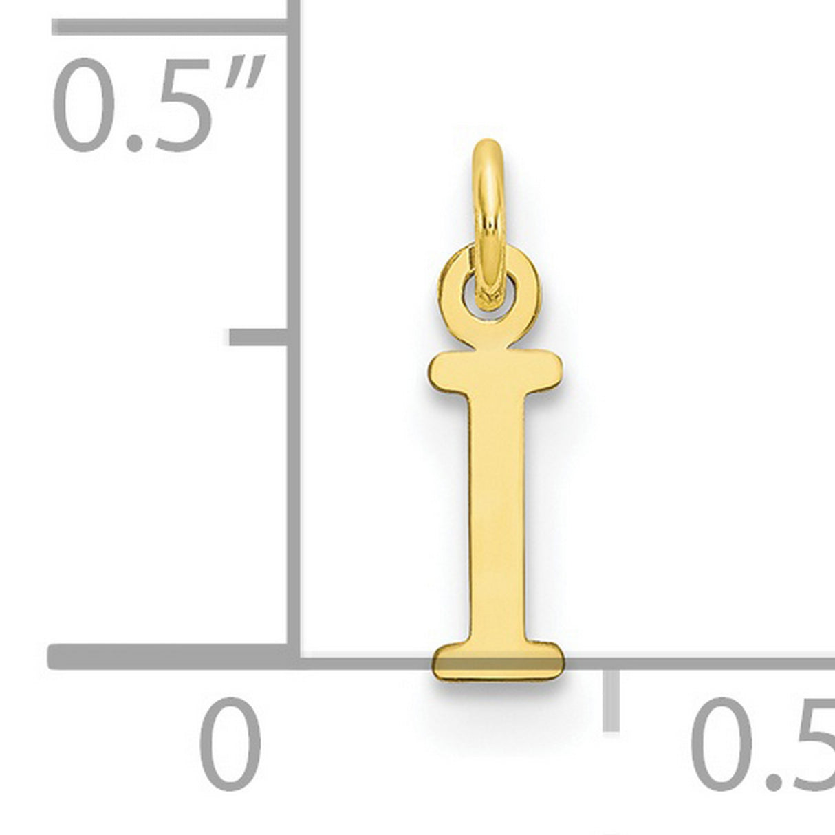 10k Yellow Gold Initial I Pendant Charm, Polished Block Font, Alphabet Jewelry for Women