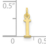 10k Yellow Gold Initial I Pendant Charm, Polished Block Font, Alphabet Jewelry for Women