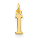 10k Yellow Gold Initial I Pendant Charm, Polished Block Font, Alphabet Jewelry for Women