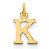 10k Yellow Gold Pendant, Cutout Initial K Letter Charm, Dainty Monogram Jewelry