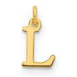 10k Yellow Gold Letter L Pendant, Polished Block Initial Charm for Women or Unisex