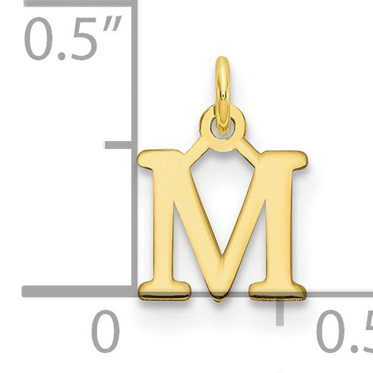 10k Yellow Gold Letter M Pendant, Classic Serif Font Cutout Design for Women or Unisex Wear