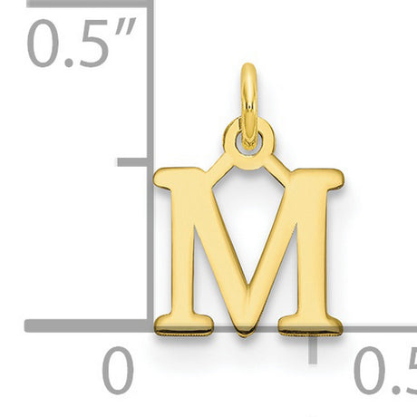 10k Yellow Gold Letter M Pendant, Classic Serif Font Cutout Design for Women or Unisex Wear