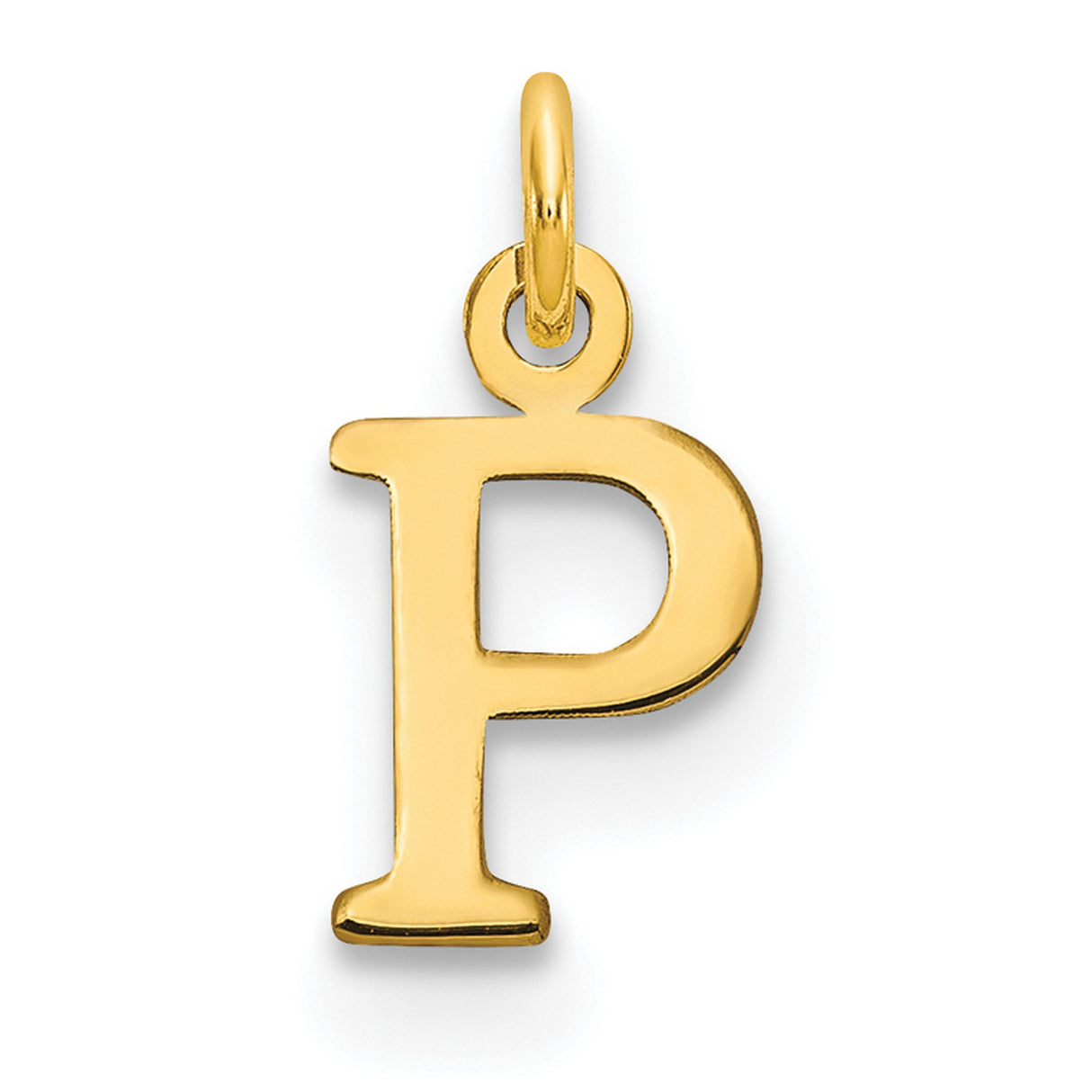 10k Yellow Gold Initial P Pendant, Polished Block Letter Charm for Women or Unisex