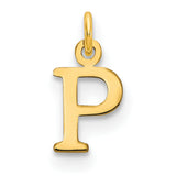 10k Yellow Gold Initial P Pendant, Polished Block Letter Charm for Women or Unisex