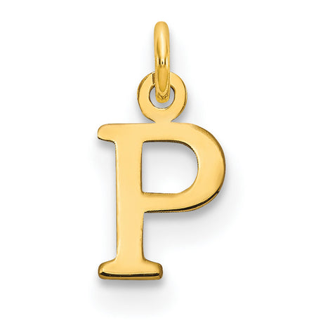 10k Yellow Gold Initial P Pendant, Polished Block Letter Charm for Women or Unisex