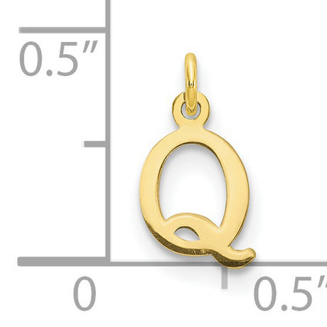 Cutout Letter Q Initial Charm Pendant in Real 10k Yellow Gold