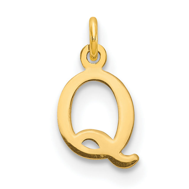 Cutout Letter Q Initial Charm Pendant in Real 10k Yellow Gold