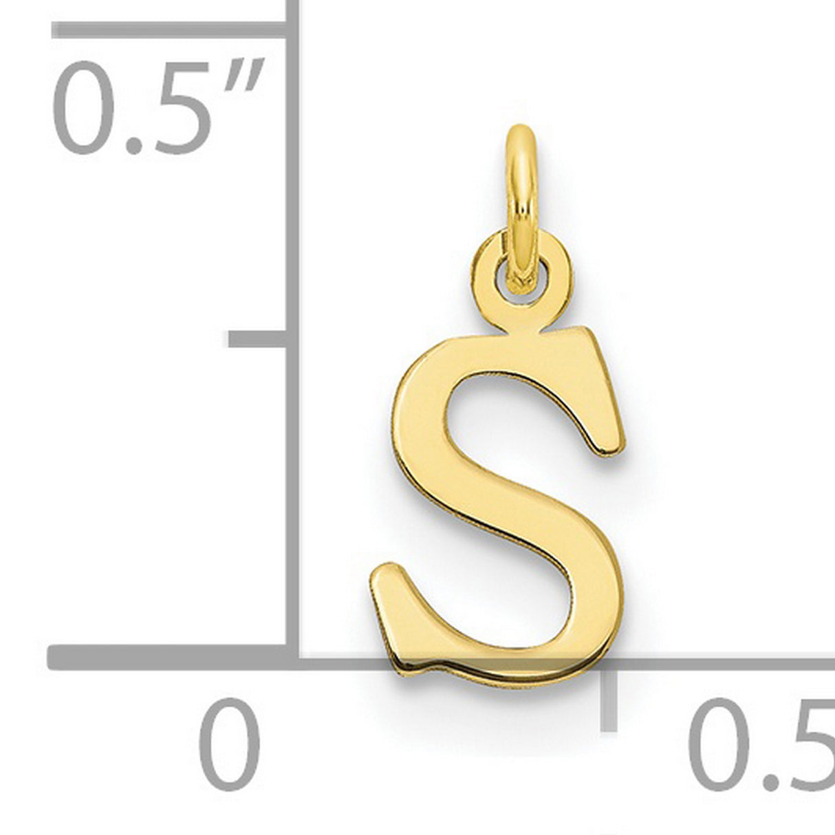 10k Yellow Gold Letter S Pendant Charm, Script Initial Monogram for Women or Unisex