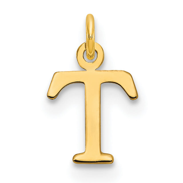 Cutout Letter T Initial Charm Pendant in Real 10k Yellow Gold