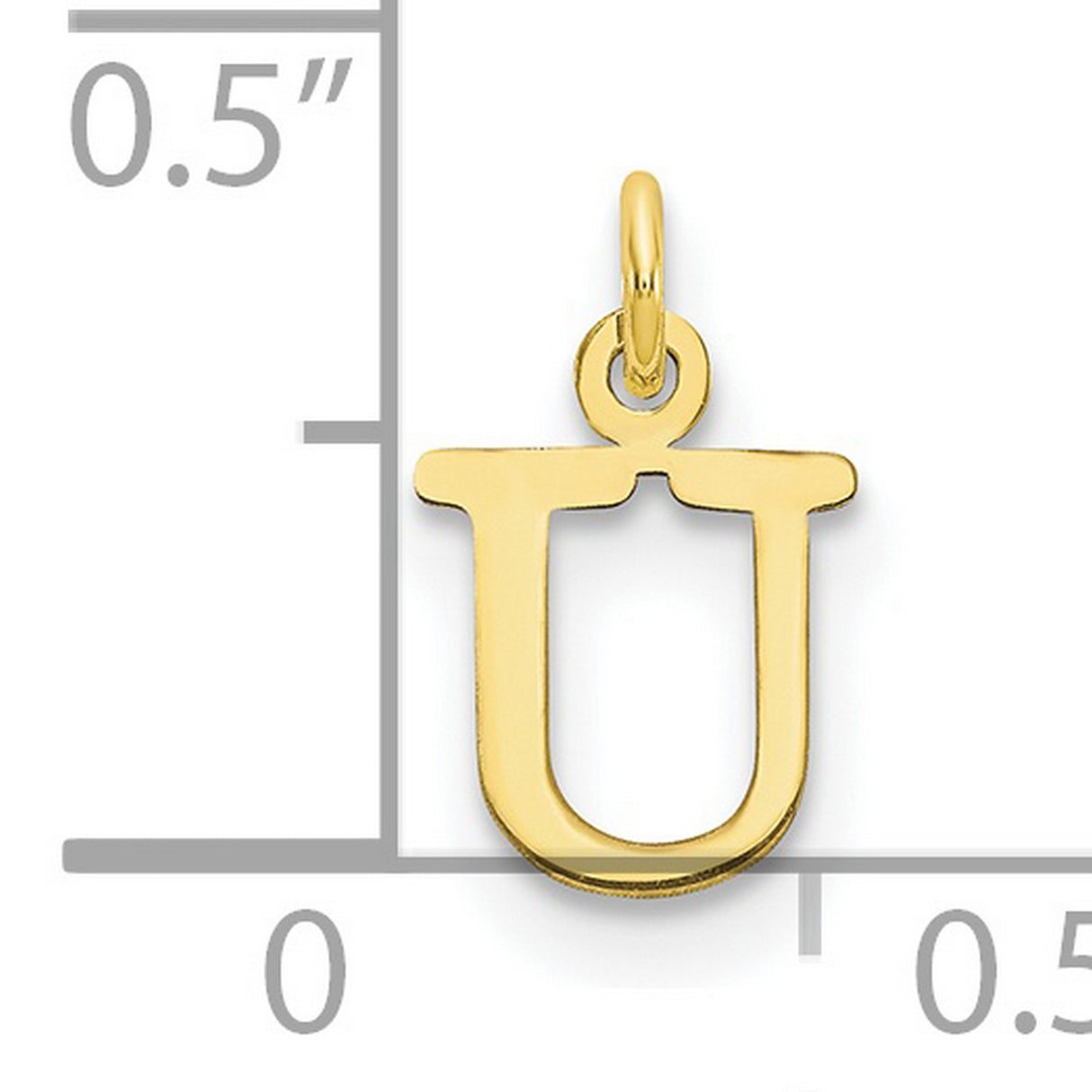 Cutout Letter U Initial Charm Pendant in Real 10k Yellow Gold
