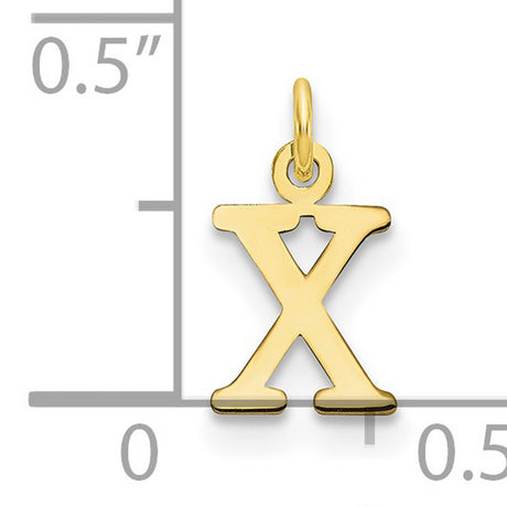 Cutout Letter X Initial Charm Pendant in Real 10k Yellow Gold