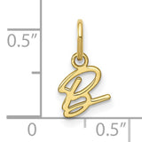 10k Yellow Gold Letter B Pendant, Script Initial Charm, Cursive Alphabet Jewelry for Women or Unisex