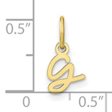 10k Yellow Gold Script Letter G Pendant Charm, Polished Cursive Initial Jewelry
